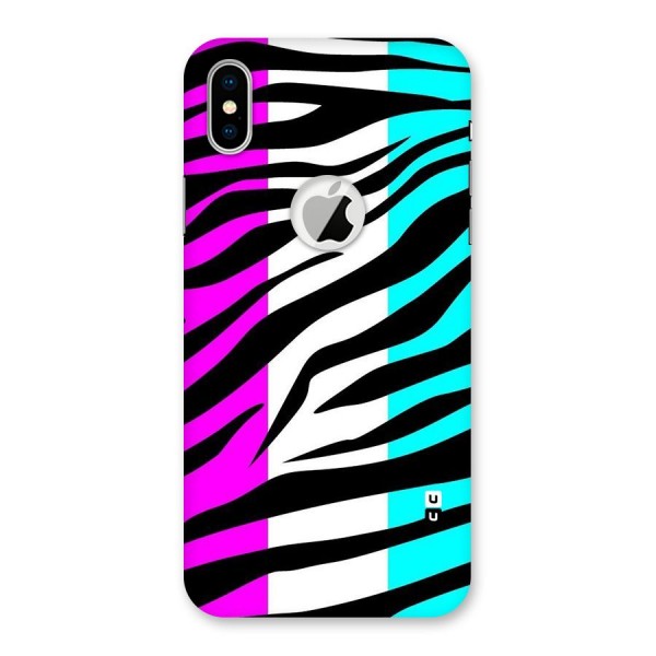 Zebra Texture Back Case for iPhone XS Logo Cut