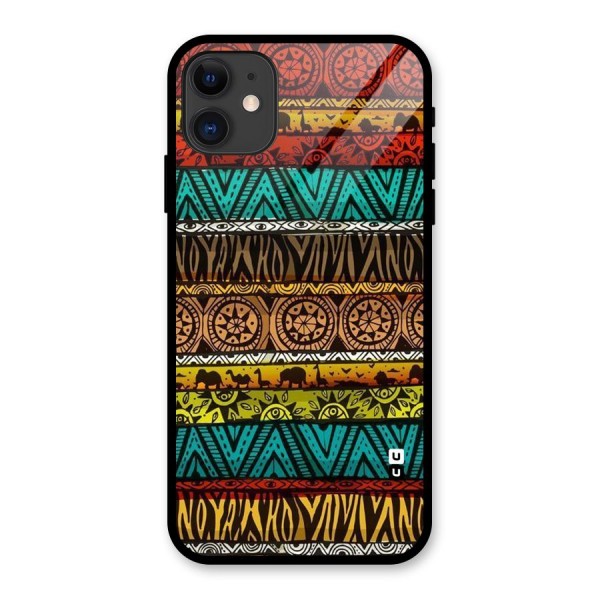 African Design Pattern Glass Back Case for iPhone 11