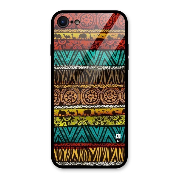 African Design Pattern Glass Back Case for iPhone 8