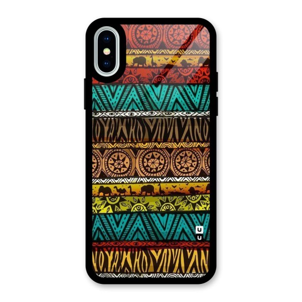 African Design Pattern Glass Back Case for iPhone X