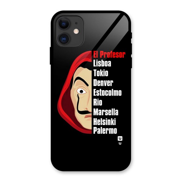 All Members Money Heist Glass Back Case for iPhone 11