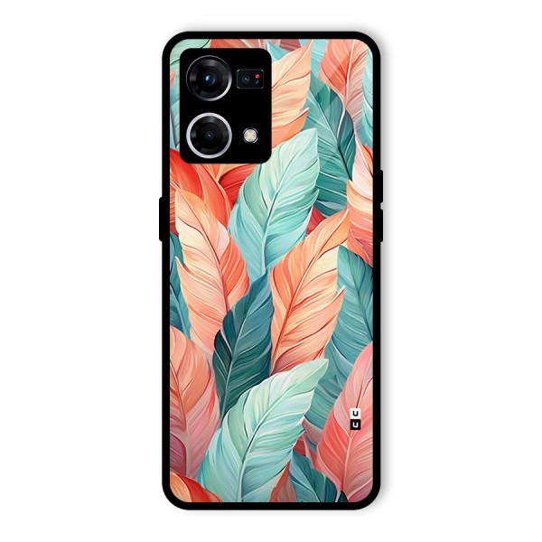 Amazing Colorful Leaves Glass Back Case for Oppo F21 Pro 4G