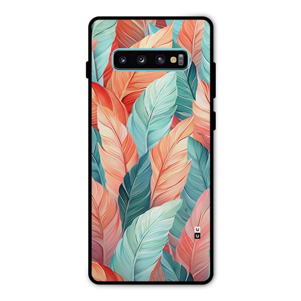 Amazing Colorful Leaves Metal Back Case for Galaxy S10 Plus