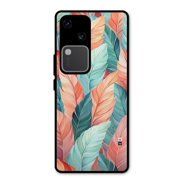 Amazing Colorful Leaves Metal Back Case for Vivo V30 Pro