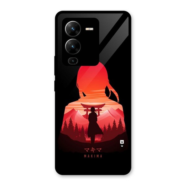 Amazing Makima Glass Back Case for Vivo V25 Pro