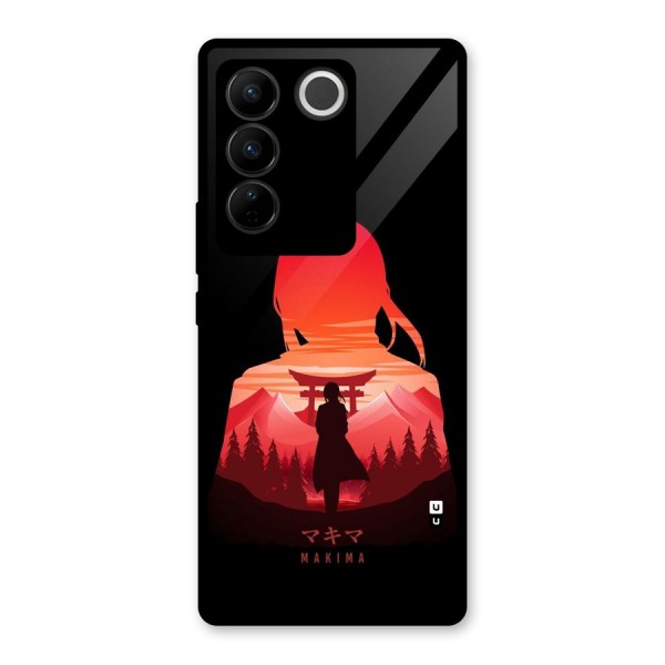 Amazing Makima Glass Back Case for Vivo V27 Pro