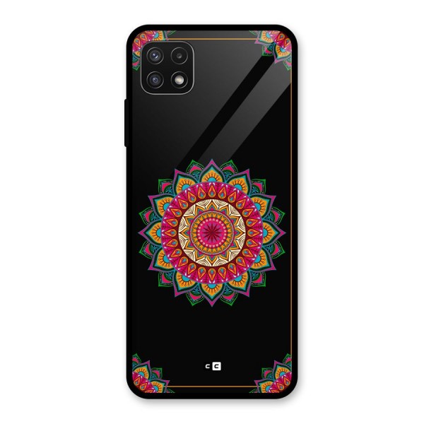 Amazing Mandala Art Glass Back Case for Galaxy A22 5G