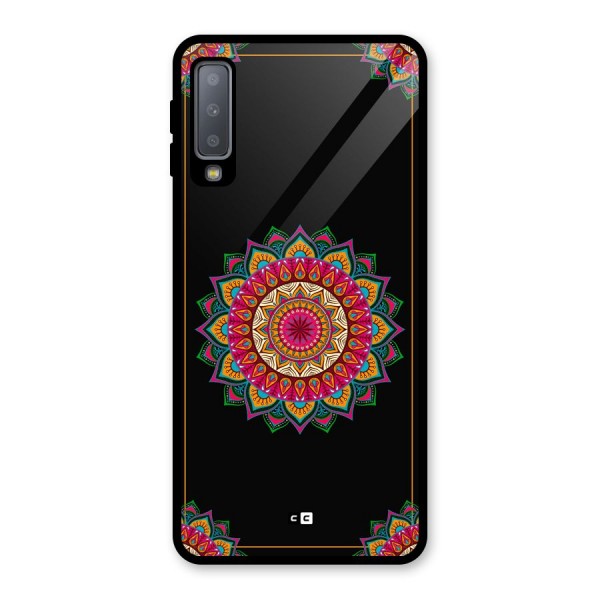 Amazing Mandala Art Glass Back Case for Galaxy A7 (2018)