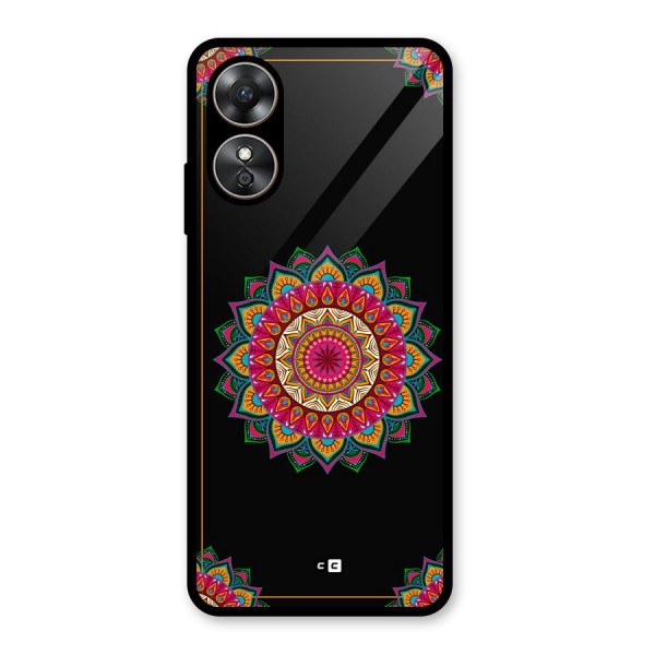 Amazing Mandala Art Glass Back Case for Oppo A17