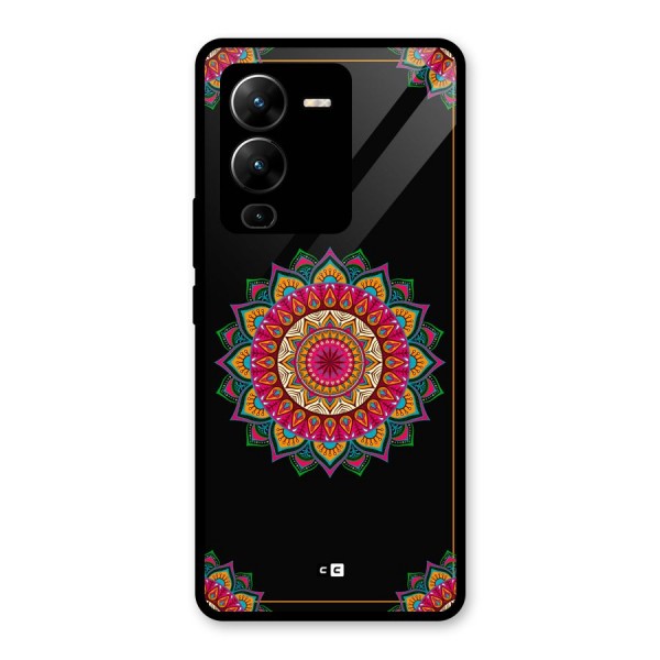 Amazing Mandala Art Glass Back Case for Vivo V25 Pro