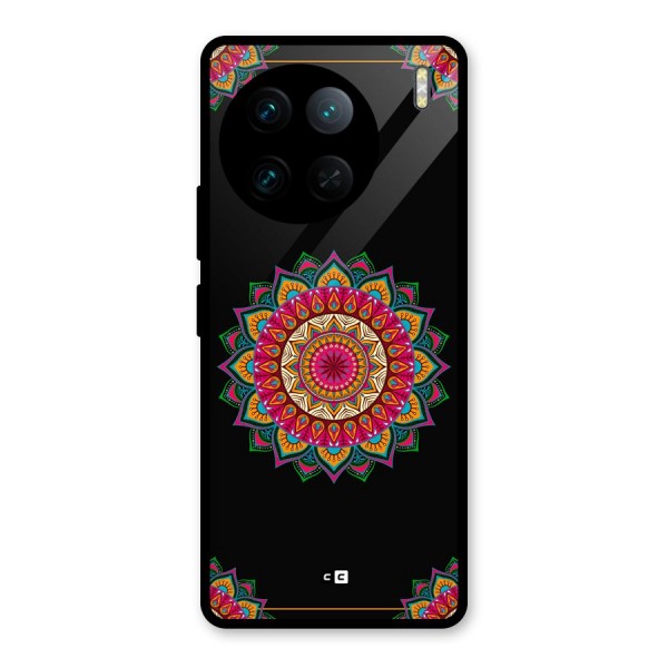 Amazing Mandala Art Glass Back Case for Vivo X90 Pro