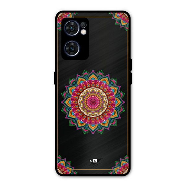 Amazing Mandala Art Metal Back Case for Oppo Reno7 5G