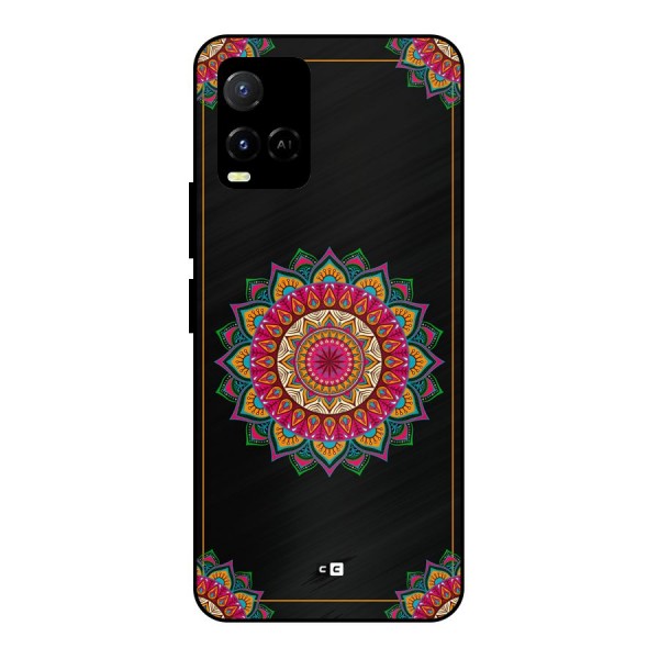 Amazing Mandala Art Metal Back Case for Vivo Y21G