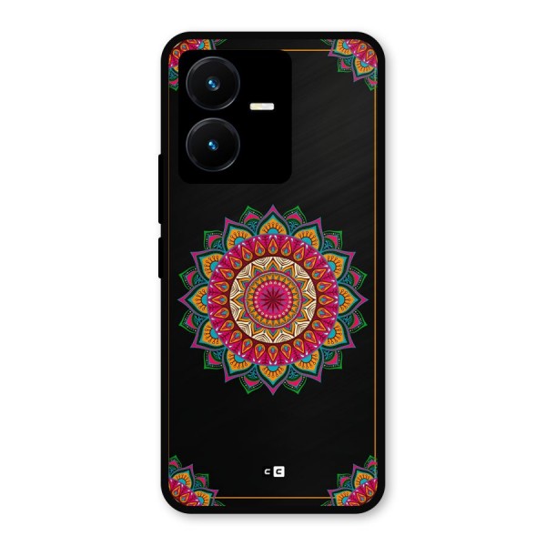 Amazing Mandala Art Metal Back Case for Vivo Y22s