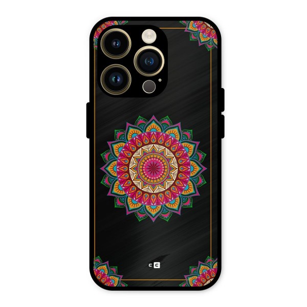 Amazing Mandala Art Metal Back Case for iPhone 14 Pro