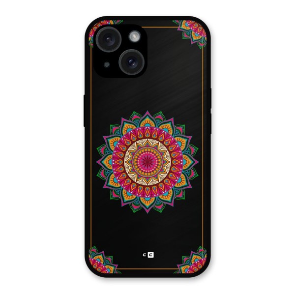 Amazing Mandala Art Metal Back Case for iPhone 15