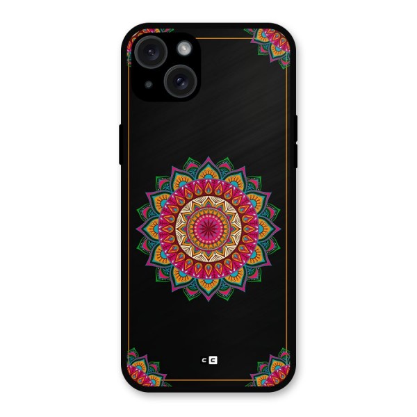 Amazing Mandala Art Metal Back Case for iPhone 15 Plus