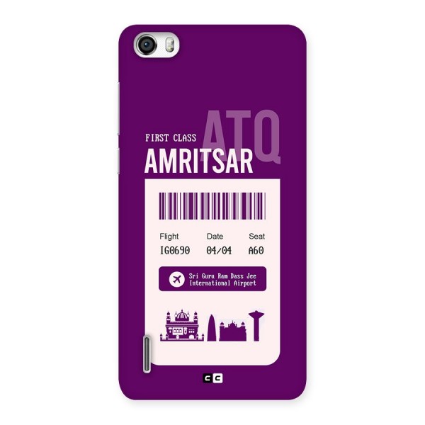 Amritsar Boarding Pass Back Case for Honor 6