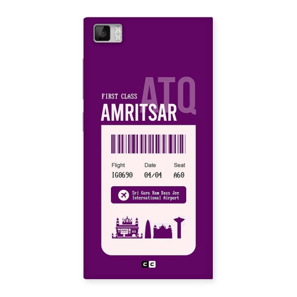 Amritsar Boarding Pass Back Case for Mi3