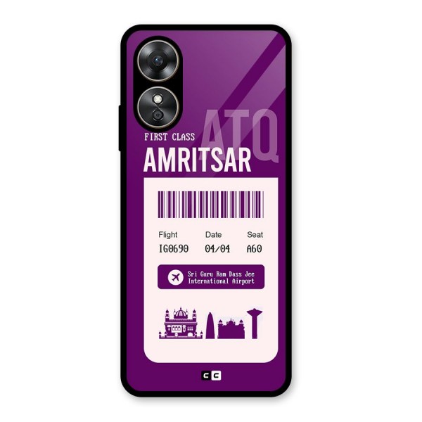 Amritsar Boarding Pass Glass Back Case for Oppo A17