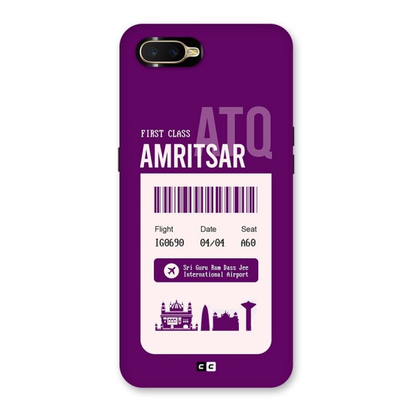 Amritsar Boarding Pass Back Case for Oppo K1