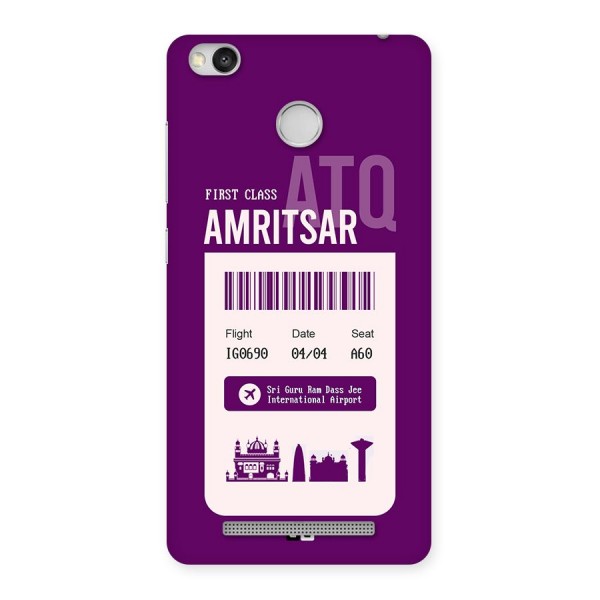 Amritsar Boarding Pass Back Case for Redmi 3S Prime