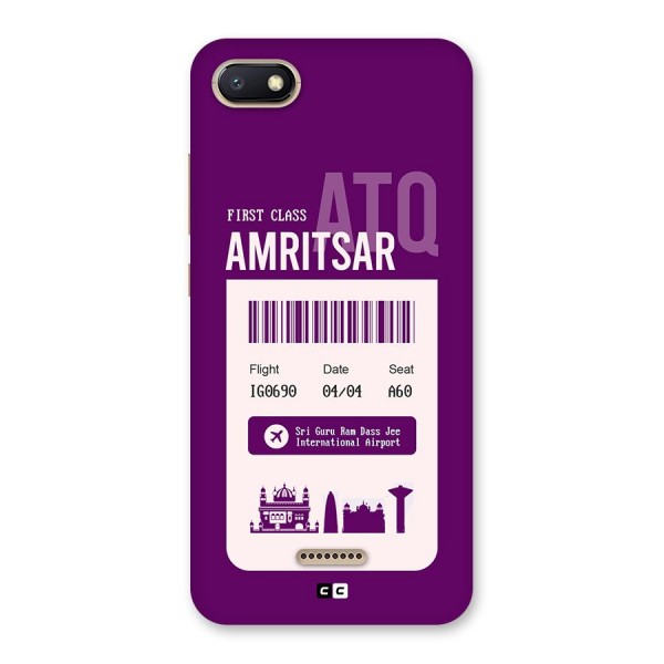 Amritsar Boarding Pass Back Case for Redmi 6A