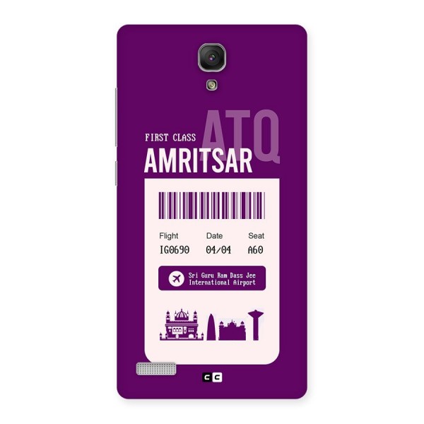 Amritsar Boarding Pass Back Case for Redmi Note