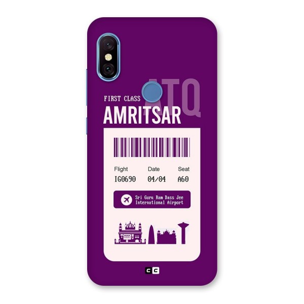 Amritsar Boarding Pass Back Case for Redmi Note 6 Pro