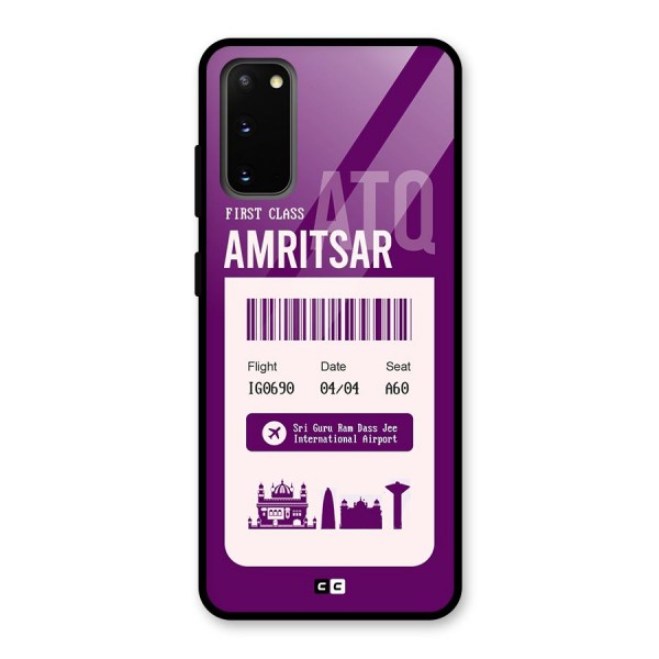 Amritsar Boarding Pass Glass Back Case for Galaxy S20