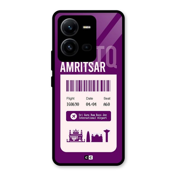 Amritsar Boarding Pass Glass Back Case for Vivo V25