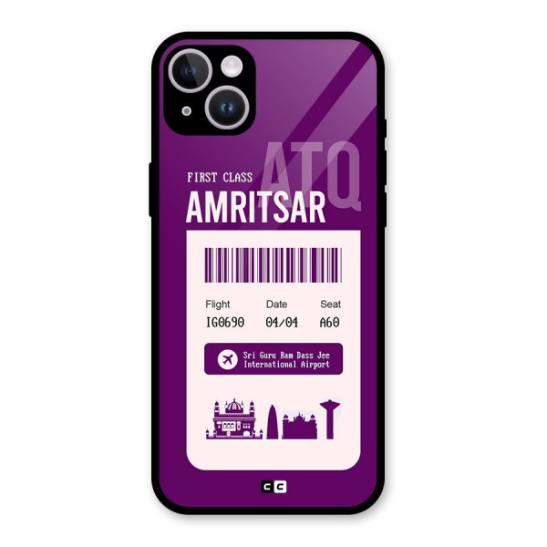 Amritsar Boarding Pass Glass Back Case for iPhone 14 Plus