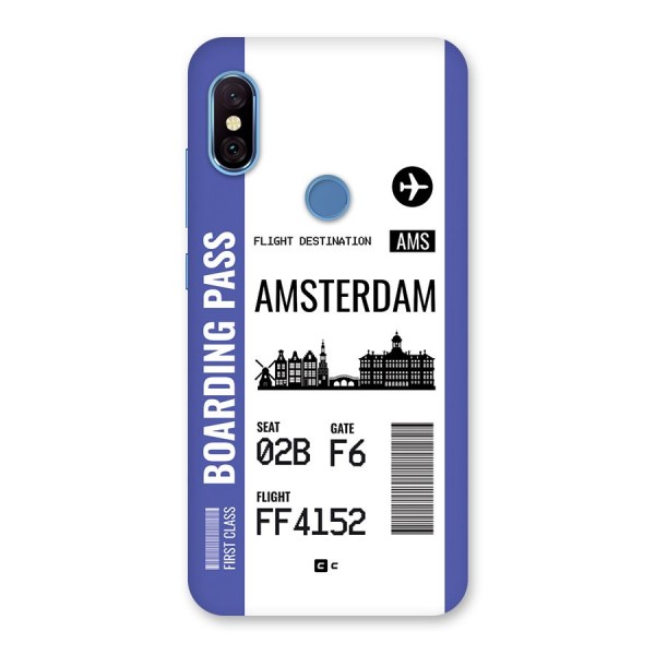 Amsterdam Boarding Pass Back Case for Redmi Note 6 Pro