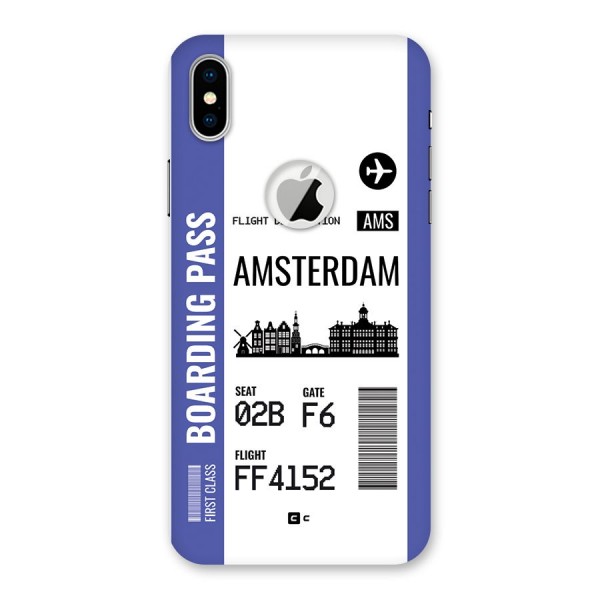 Amsterdam Boarding Pass Back Case for iPhone XS Logo Cut