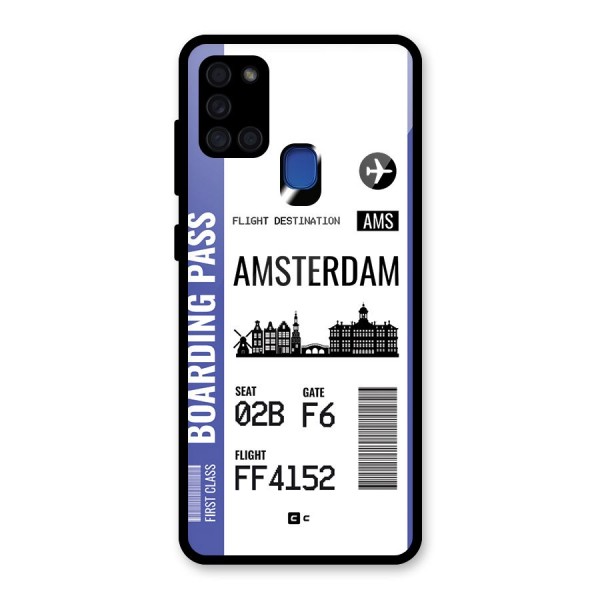 Amsterdam Boarding Pass Glass Back Case for Galaxy A21s