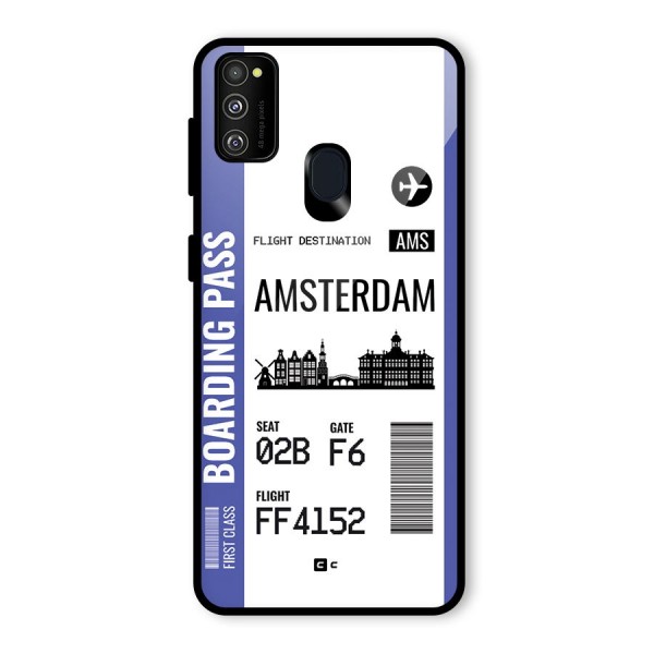 Amsterdam Boarding Pass Glass Back Case for Galaxy M21