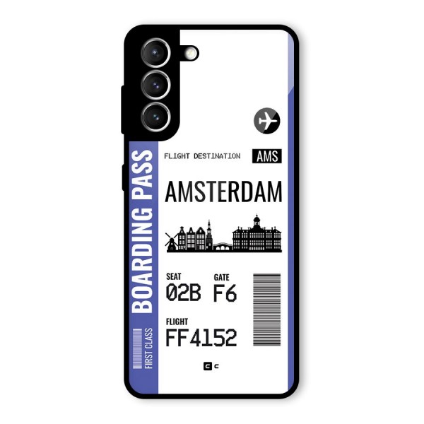 Amsterdam Boarding Pass Glass Back Case for Galaxy S21 5G