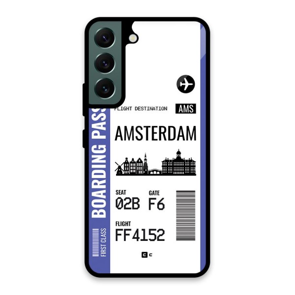 Amsterdam Boarding Pass Glass Back Case for Galaxy S22 5G