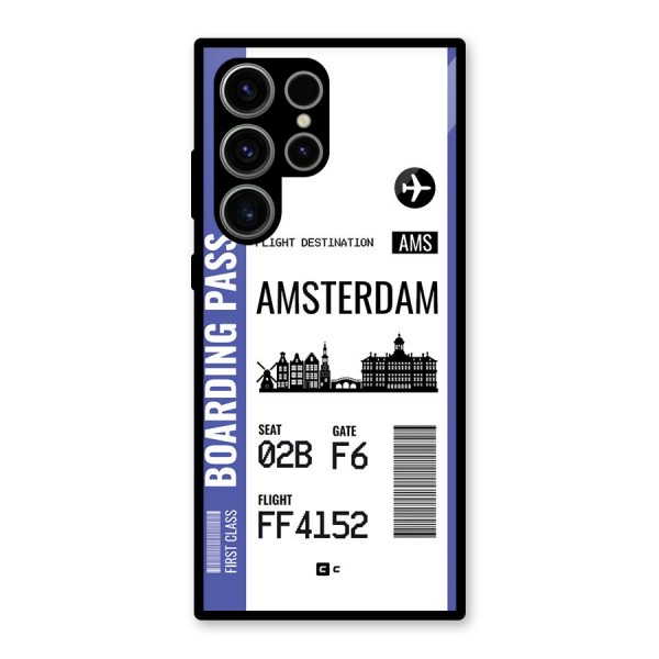 Amsterdam Boarding Pass Glass Back Case for Galaxy S23 Ultra