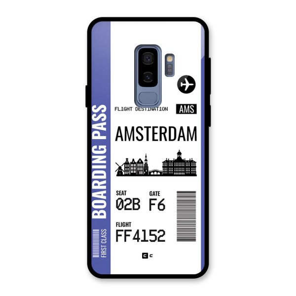 Amsterdam Boarding Pass Glass Back Case for Galaxy S9 Plus