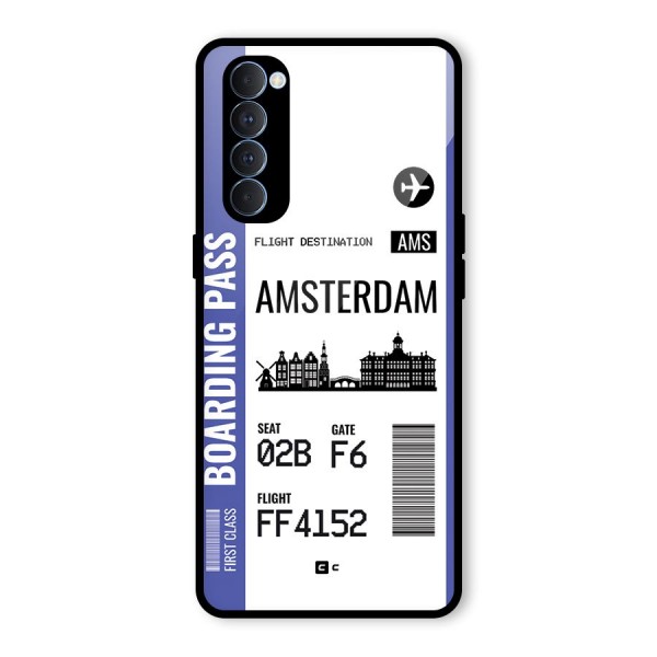 Amsterdam Boarding Pass Glass Back Case for Oppo Reno4 Pro