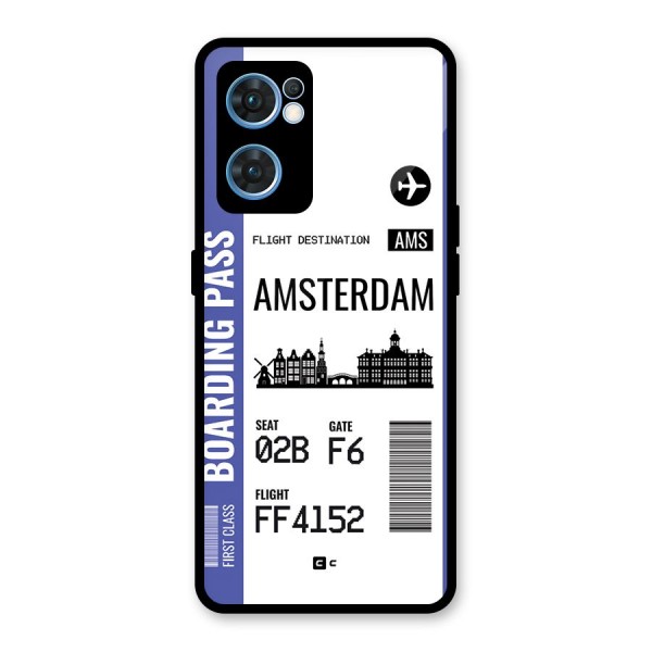 Amsterdam Boarding Pass Glass Back Case for Oppo Reno7 5G