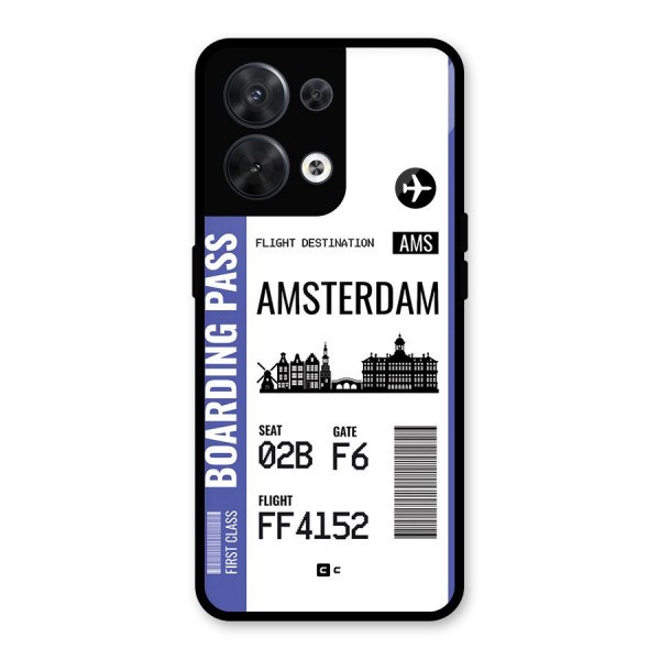 Amsterdam Boarding Pass Glass Back Case for Oppo Reno8 5G