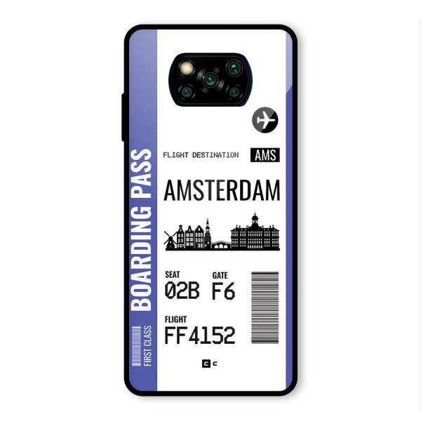 Amsterdam Boarding Pass Glass Back Case for Poco X3 Pro