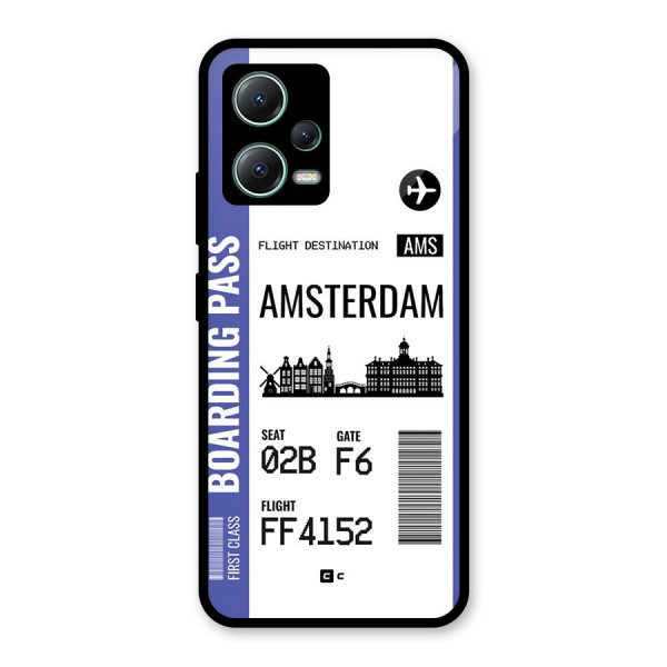 Amsterdam Boarding Pass Glass Back Case for Poco X5