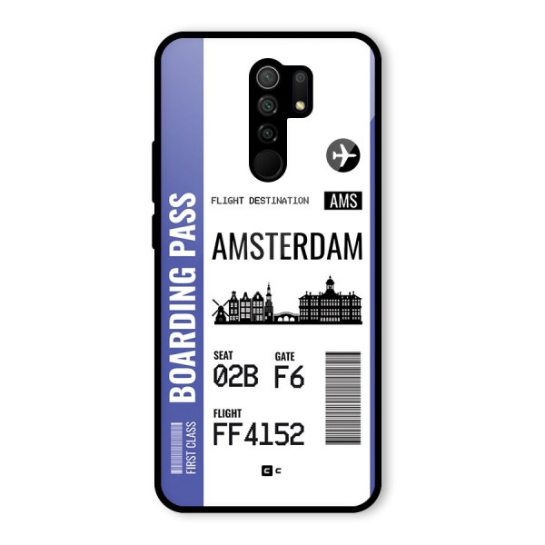 Amsterdam Boarding Pass Glass Back Case for Redmi 9 Prime