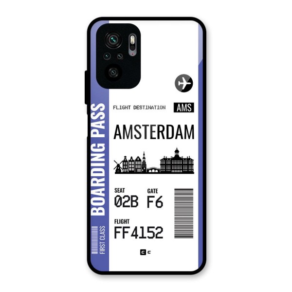 Amsterdam Boarding Pass Glass Back Case for Redmi Note 10