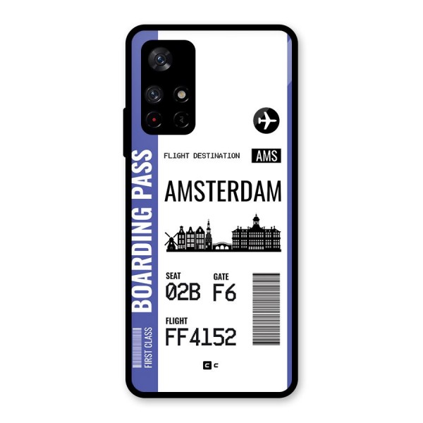 Amsterdam Boarding Pass Glass Back Case for Redmi Note 11T 5G