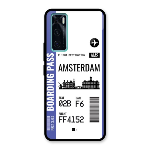 Amsterdam Boarding Pass Glass Back Case for Vivo V20 SE