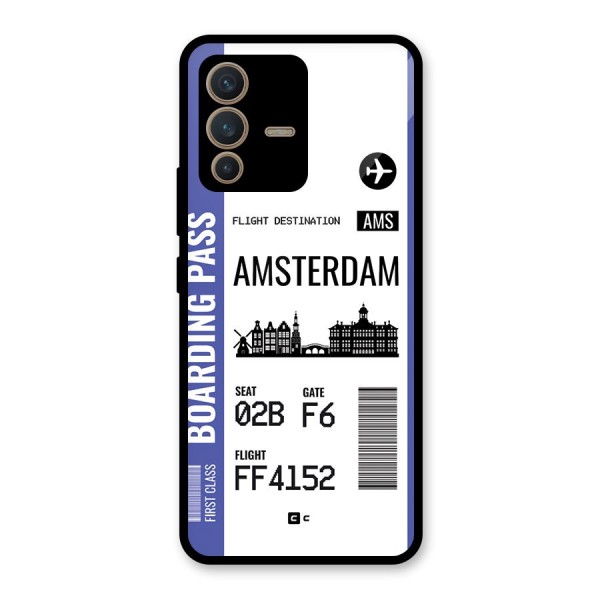 Amsterdam Boarding Pass Glass Back Case for Vivo V23 5G